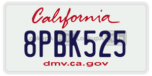 8PBK525 license plate in California