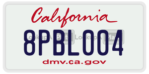 8PBL004 license plate in California