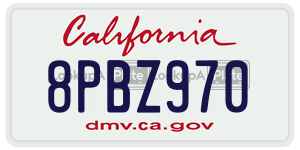 8PBZ970 license plate in California