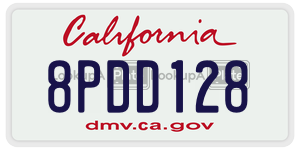 8PDD128 license plate in California