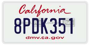 8PDK351  license plate in CA