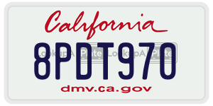 8PDT970 license plate in California