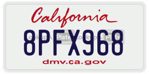 8PFX968  license plate in CA