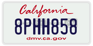 8PHH858 license plate in California