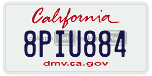 8PIU884 license plate in California