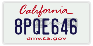 8PQE646  license plate in CA