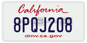 8PQJ208 license plate in California