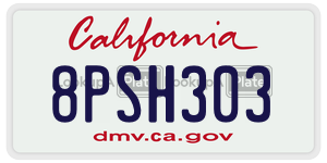 8PSH303 license plate in California
