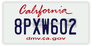 8PXW602 license plate in California