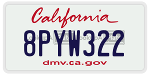 8PYW322 license plate in California