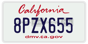 8PZX655 license plate in California