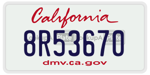 8R53670  license plate in CA