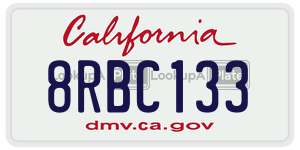 8RBC133  license plate in CA