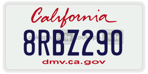 8RBZ290 license plate in California