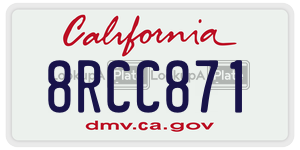 8RCC871 license plate in California