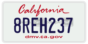 8REH237 license plate in California