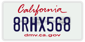 8RHX568 license plate in California