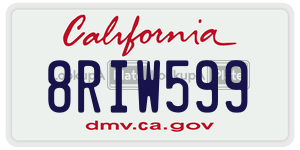 8RIW599 license plate in California