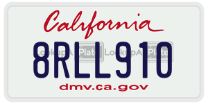 8RLL910 license plate in California