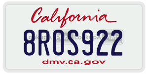 8ROS922  license plate in CA