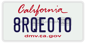 8RQE010 license plate in California