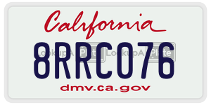 8RRC076 license plate in California