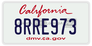 8RRE973 license plate in California