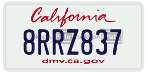8RRZ837 license plate in California