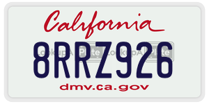 8RRZ926  license plate in CA