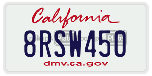 8RSW450 license plate in California