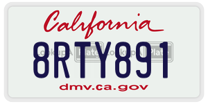 8RTY891 license plate in California
