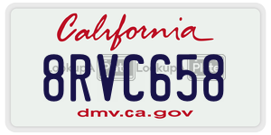 8RVC658  license plate in CA