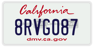 8RVG087 license plate in California
