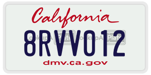 8RVV012 license plate in California