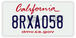 8RXA058 license plate in California