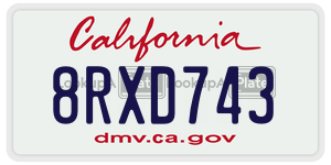 8RXD743 license plate in California