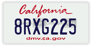 8RXG225 license plate in California
