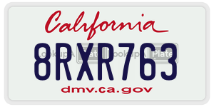 8RXR763 license plate in California