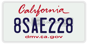 8SAE228  license plate in CA