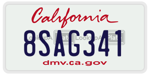 8SAG341 license plate in California