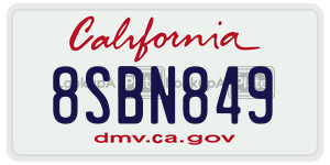 8SBN849 license plate in California