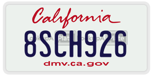8SCH926 license plate in California
