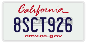 8SCT926 license plate in California