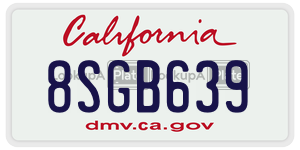 8SGB639  license plate in CA