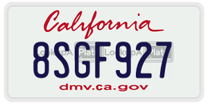 8SGF927 license plate in California