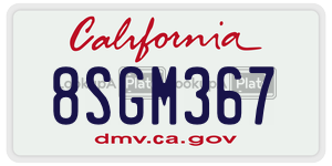 8SGM367 license plate in California