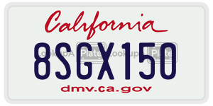 8SGX150 license plate in California