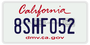 8SHF052 license plate in California