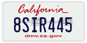 8SIR445 license plate in California