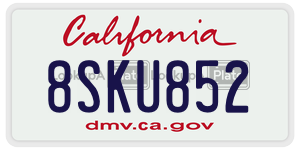 8SKU852 license plate in California
